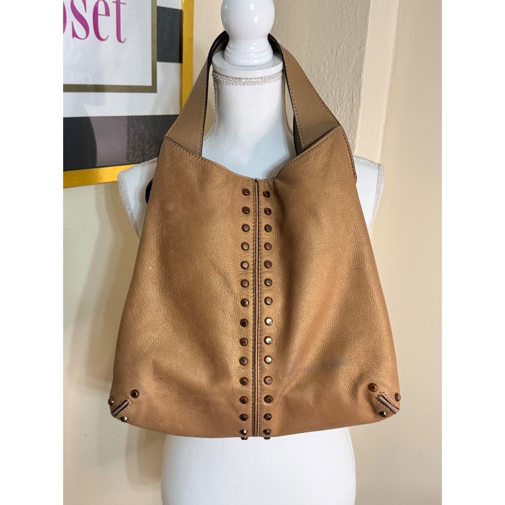 Michael Kors Astir Metallic Bronze Pebbled Leather Studded Hobo Shoulder Bag
